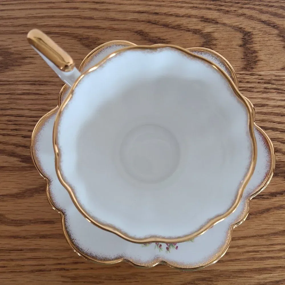 Vintage Salisbury Floral Tartan Teacup and Saucer Bone China England Coffee Tea
